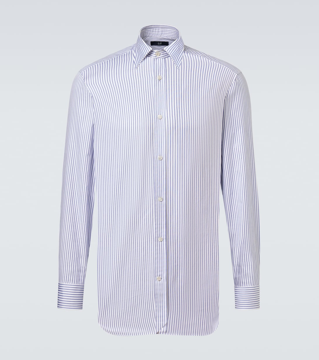 

Полосатая рубашка Oxford из хлопка и шерсти Dunhill, синий