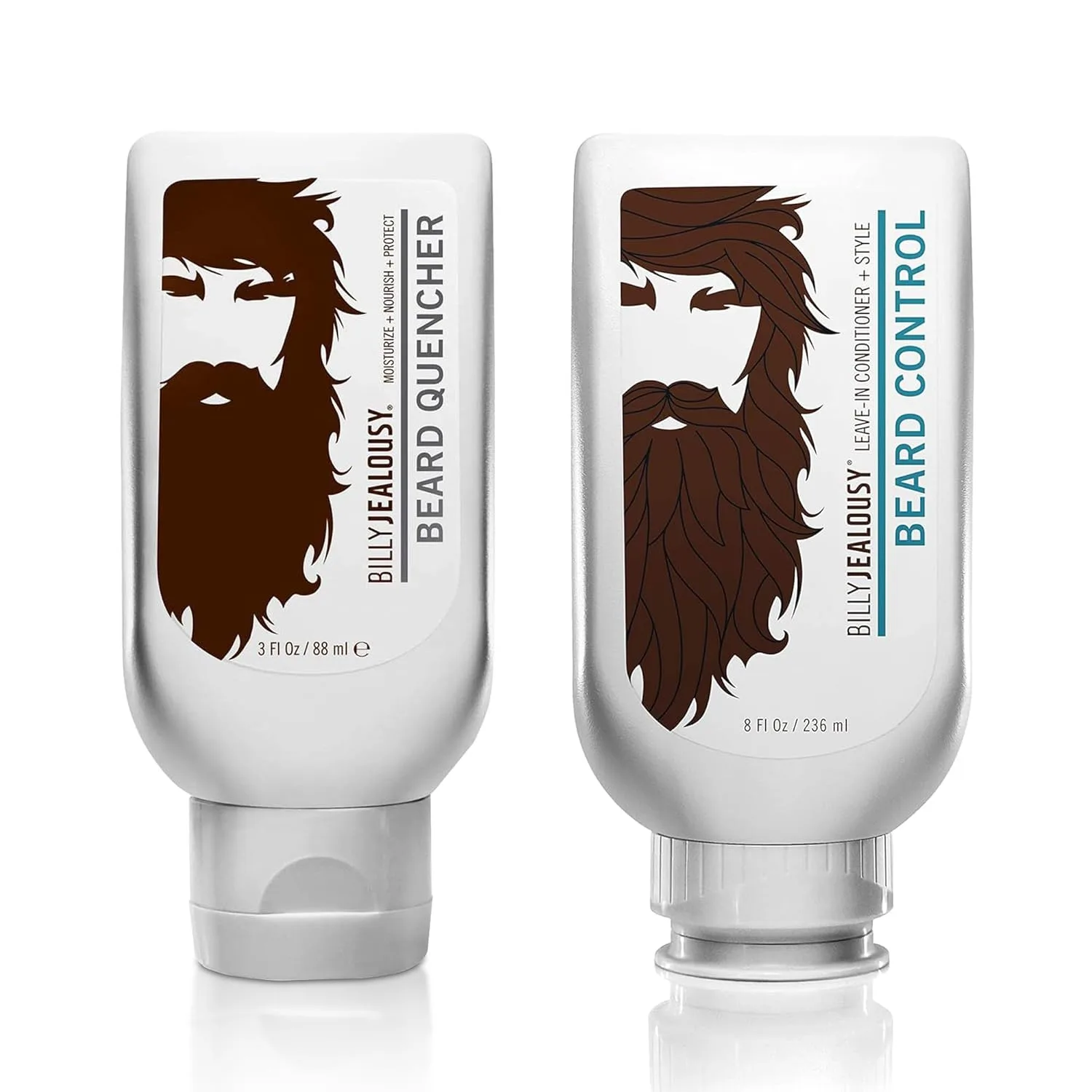 Billy Jealousy Beard Wash и Beard Quencher - шампунь и увлажнитель для бороды, увлажняет, смягчает, укрощает пушистость, придает блеск, полный набор для ежедневного ухода и кондиционирования для мужчин, green