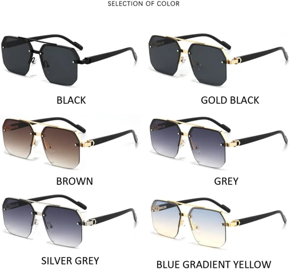 

Мужские солнцезащитные очки с двойной металлической перемычкой, градиентные линзы, защита от УФ-излучения UV400, женские солнцезащитные очки FYTUP, Gold Black