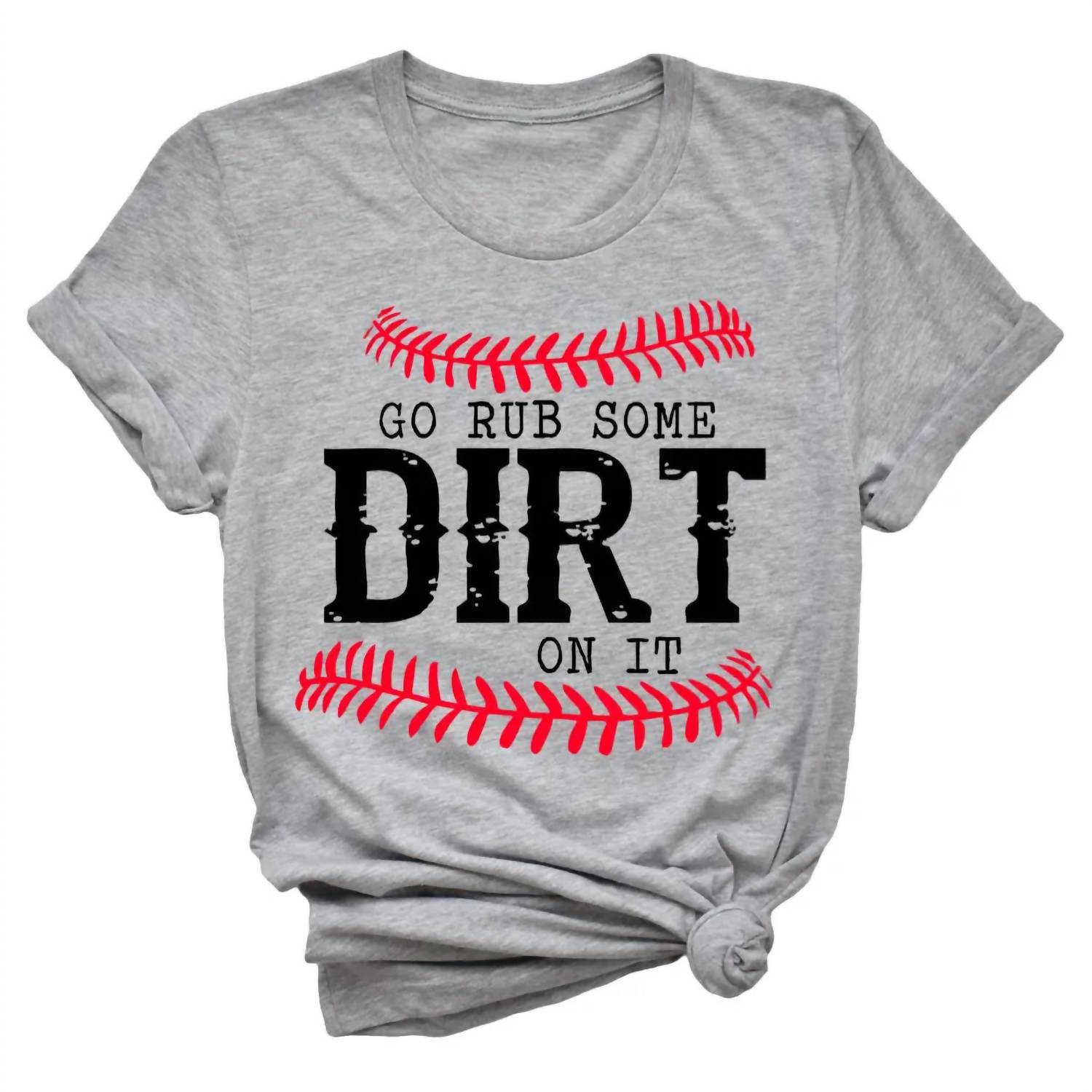 

Женская бейсбольная футболка Rub Some Dirt On It светло-серого цвета Type A Tees