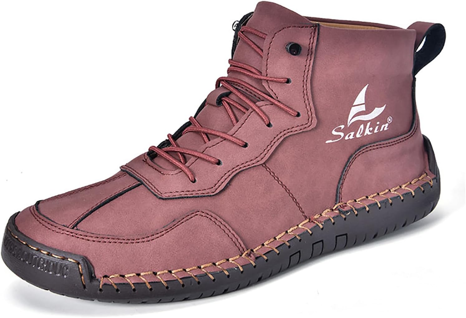 

Мужские итальянские ботинки Chukka ручной работы на шнуровке, кожаные, в стиле Ренессанс, высокие, на щиколотку, легкие, с нескользящей подошвой, водонепроницаемые, для ходьбы и вождения Mviobuy, красный