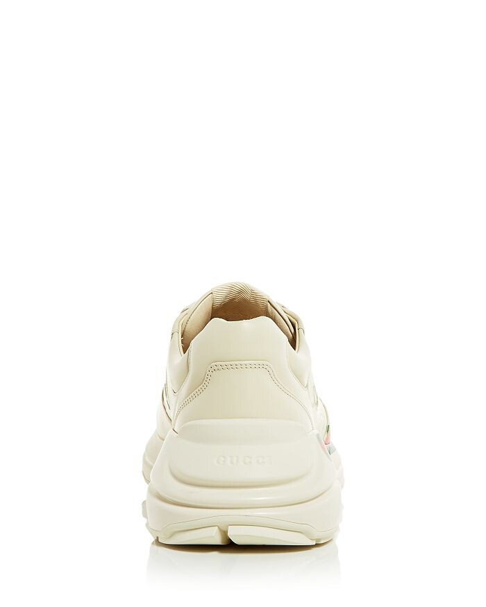 Мужские низкие кожаные кроссовки Gucci Rhyton Vintage Stripe, слоновая кость/кремовый — фото 3