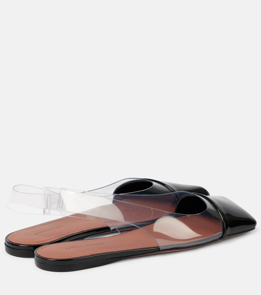 Туфли Ane Glass из ПВХ и лакированной кожи с открытой пяткой Amina Muaddi, Transparent Pvc  & Black Patent — фото 2