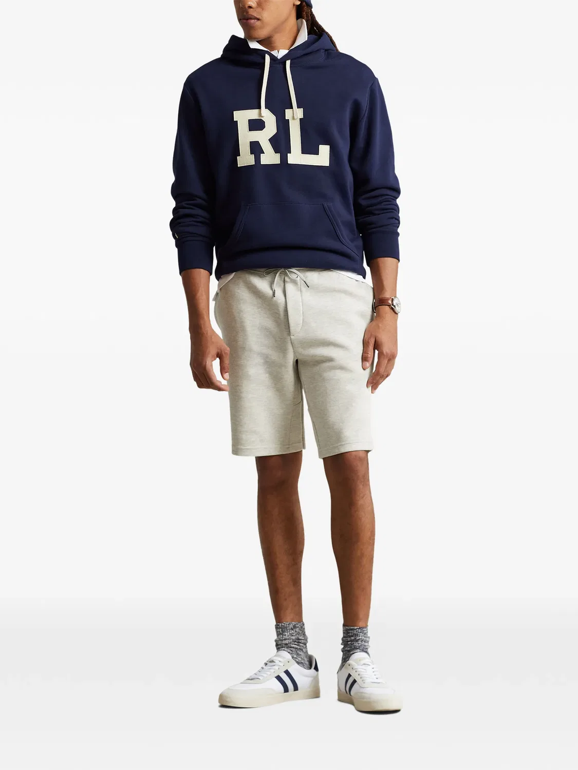 Шорты с кулиской и вышитым логотипом Polo Ralph Lauren, серый — фото 2