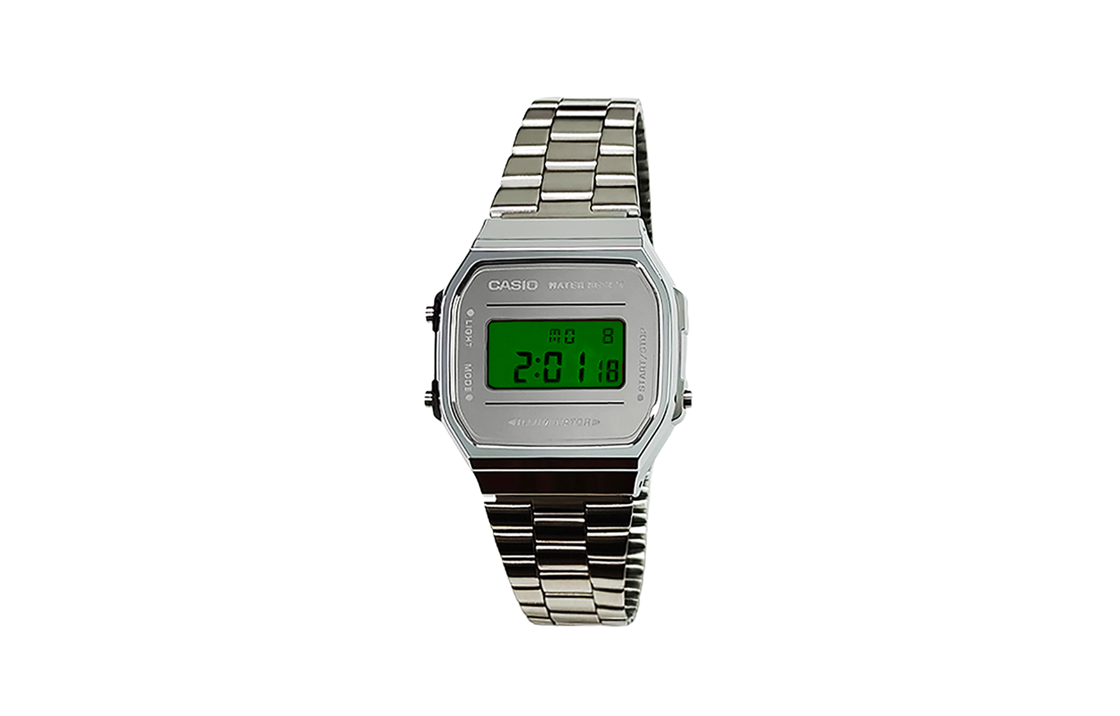 

CASIO Часы Retrofit Series Quartz Movement Stainless Steel Strap Watch Men's Watch Red Watch Dial, Silver Dial with Green Lens