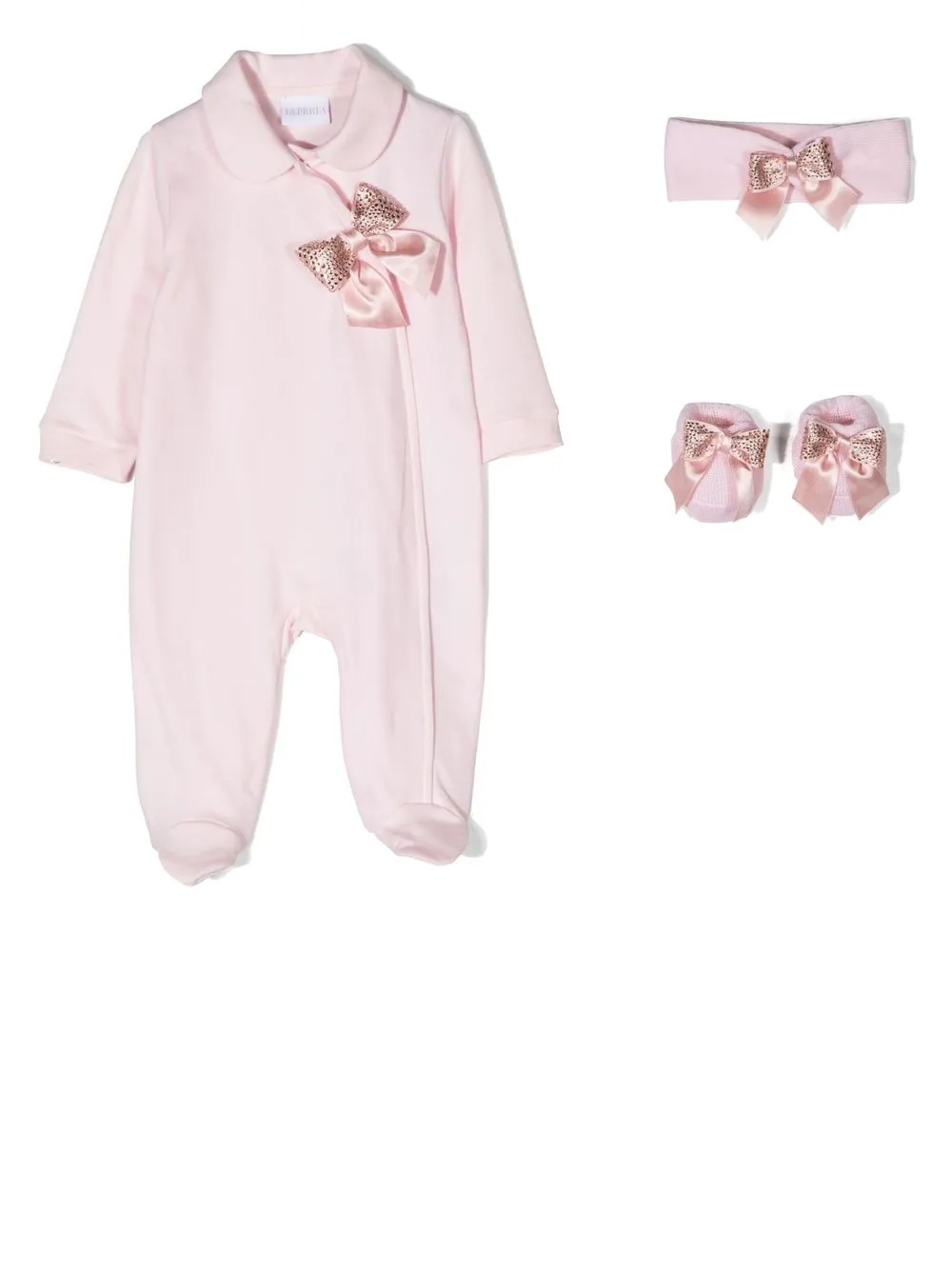 

Комплект из комбинезона, пинеток и повязки на голову La Perla Kids, розовый