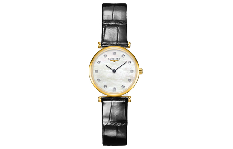 

LONGINES Часы Jialan Collection Quartz Movement Women's Watch 24mm White Dial Stainless Steel Case Crocodile Leather Strap, White Dial