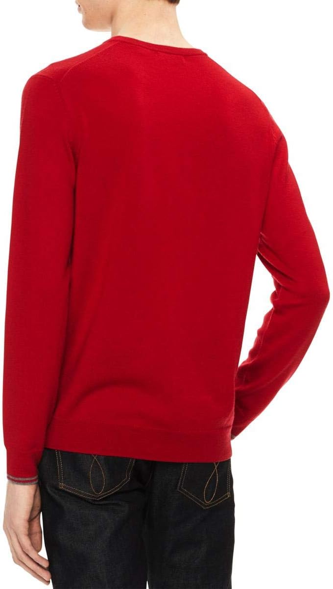 Мужской свитер Calvin Klein из мериносовой шерсти с V-образным вырезом, Celebrity Red — фото 2