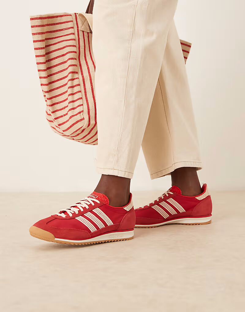Кроссовки Adidas Originals SL 72 OG крючком красного и кремового цветов
