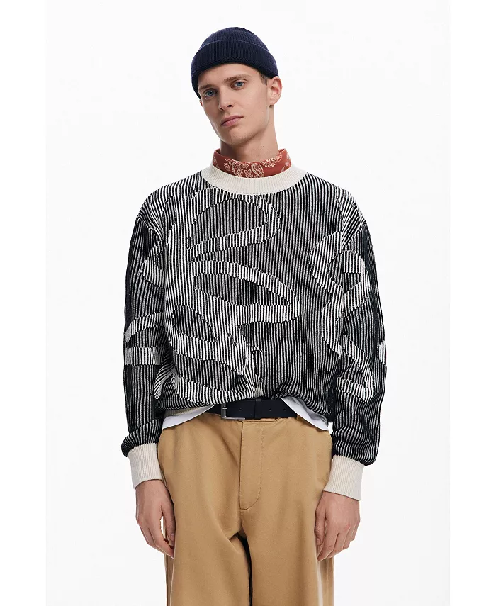 

Мужской свитер с цветочным жаккардовым узором Desigual, черный