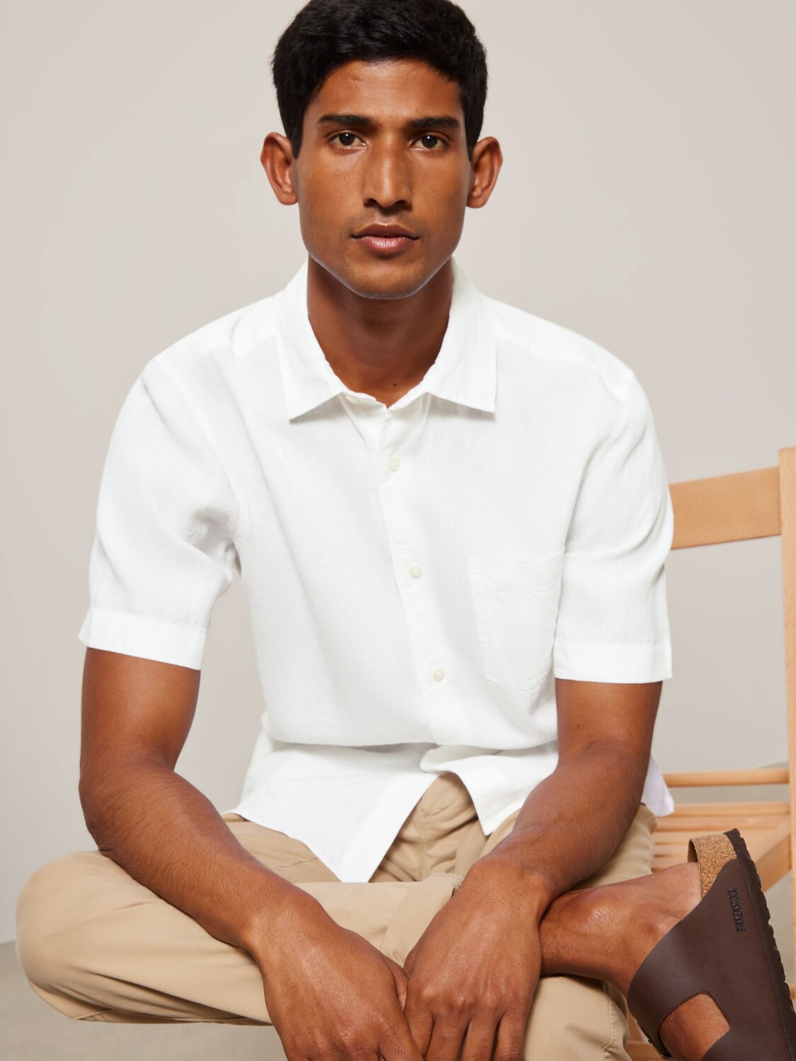 

Льняная рубашка стандартного кроя John Lewis, белый