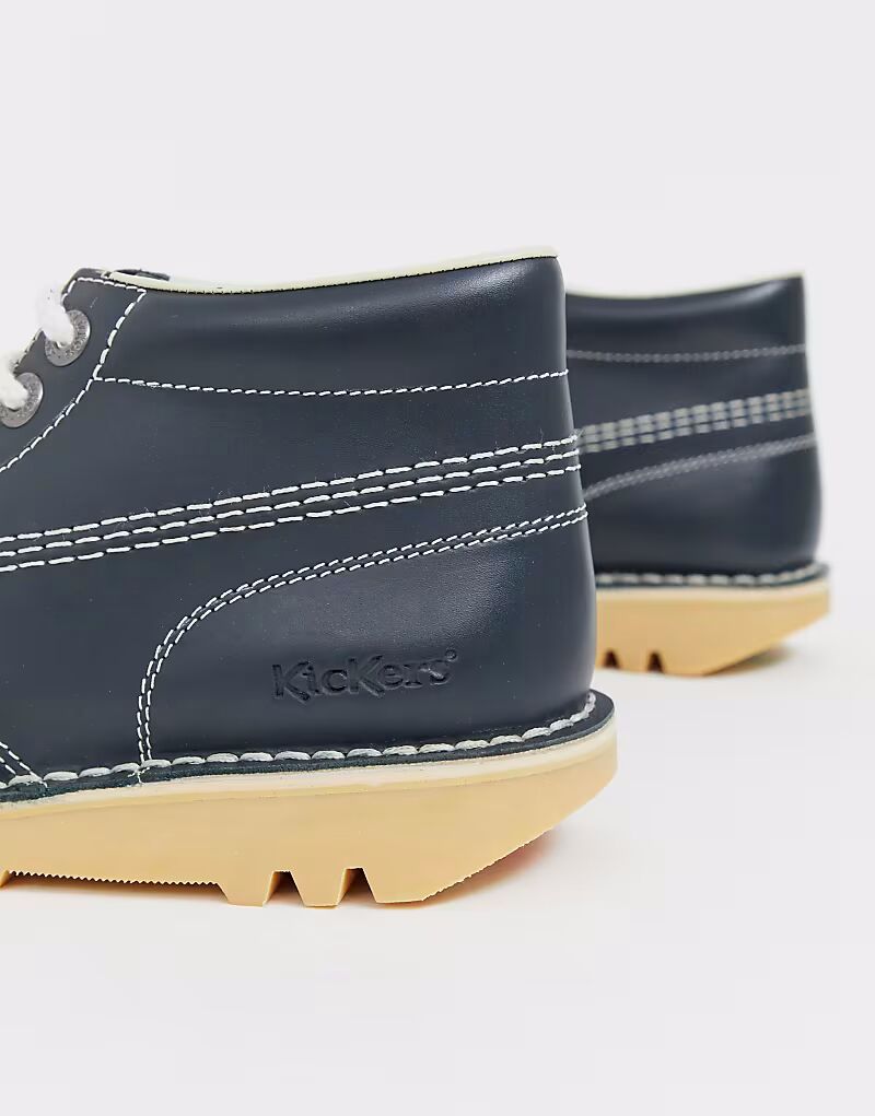 Ботинки Kickers Kick Hi Core из темно-синей кожи с высоким берцем на плоской подошве — фото 4