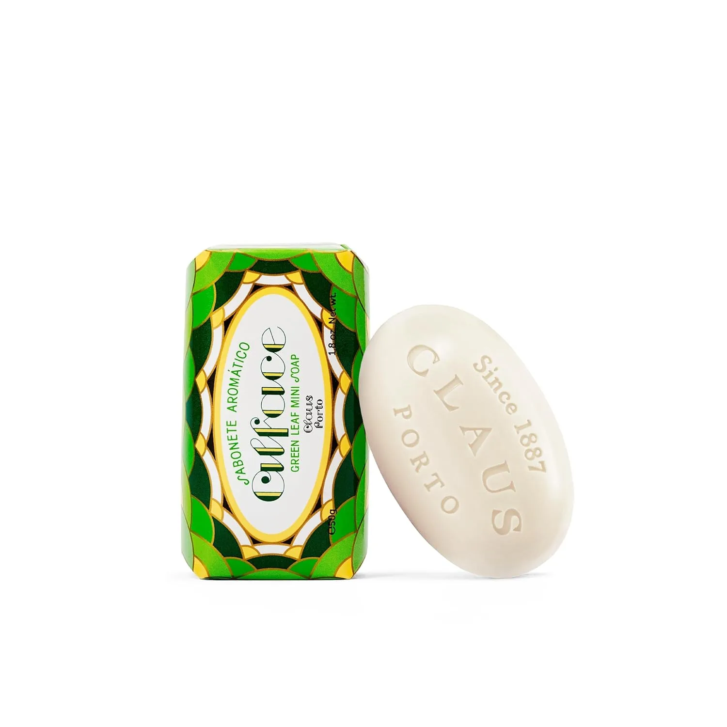 Claus Porto - Alface Green Leaf Mini Soap | Бодрящее, очищающее, питательное | Ручная работа, ароматное, свежее, радостное (50 г | 1,7 унции) 49.90 г (1 шт.), Green