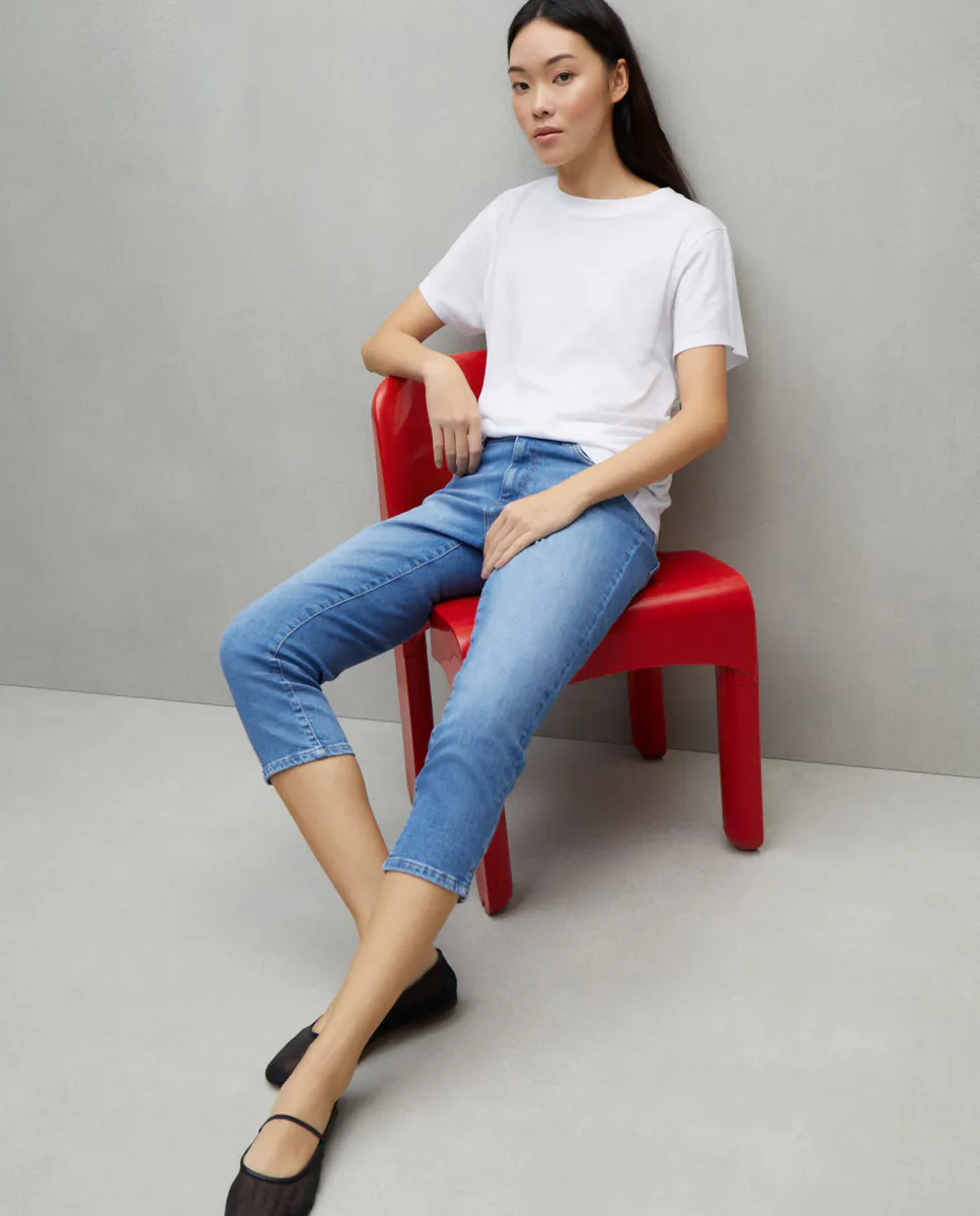 

Капри джинсовые брюки средней посадки Easy Wear, индиго
