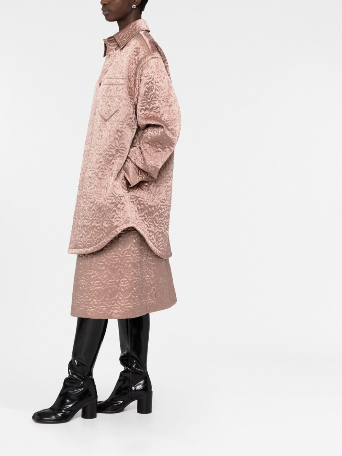 Maison Margiela стеганая атласная рубашка, нейтральный цвет — фото 4