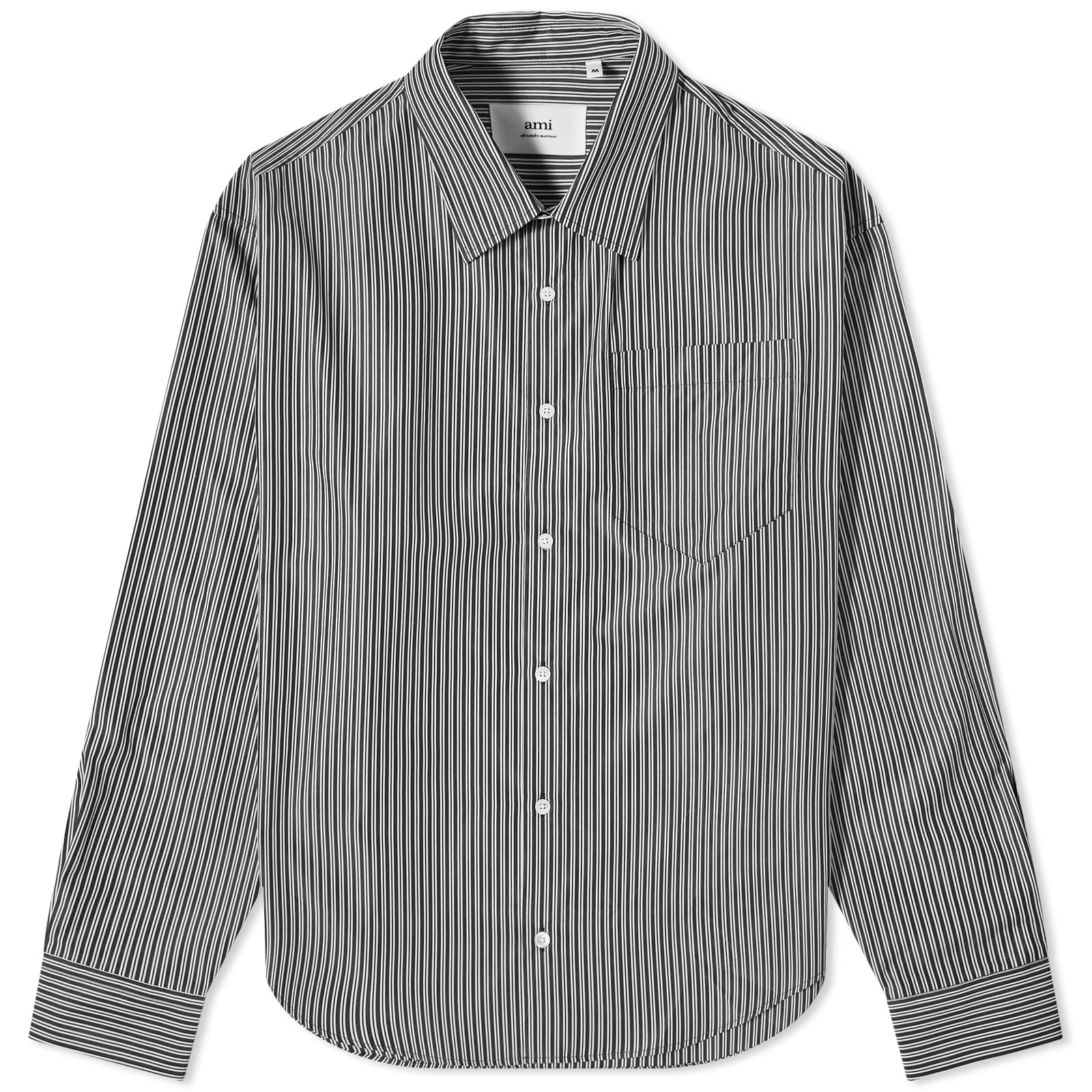 

Рубашка Ami Paris Stripe Boxy Shirt, цвет Black & Chalk