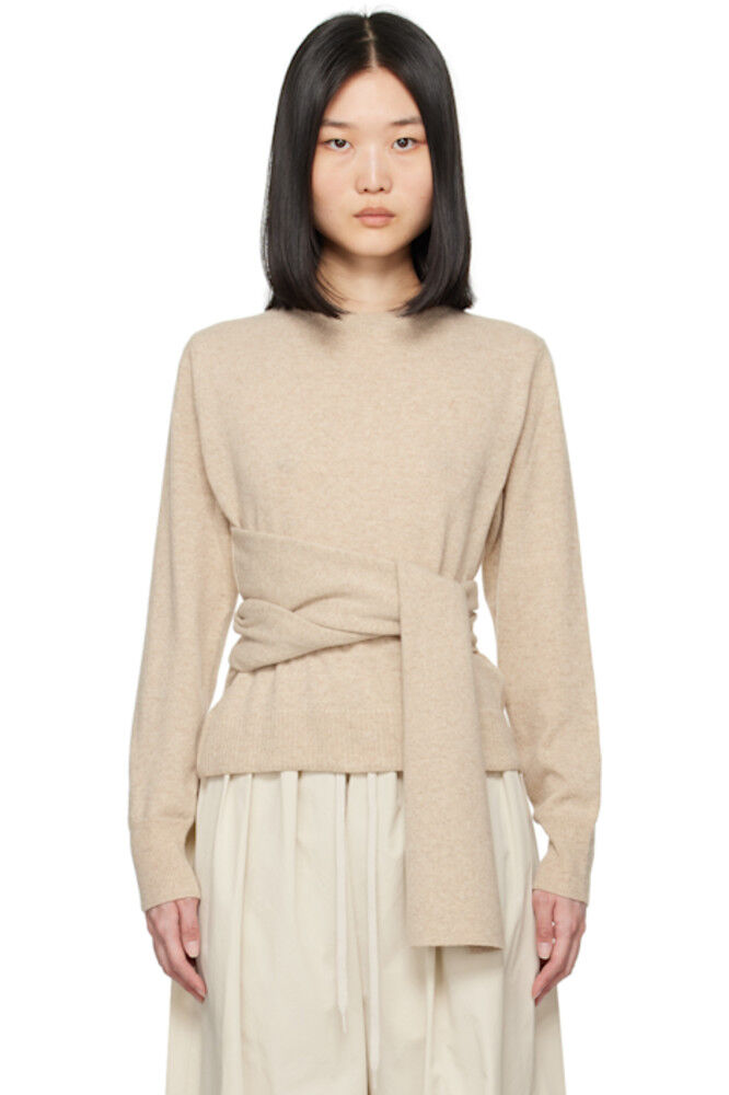 

Бежевый свитер с поясом MM6 Maison Margiela