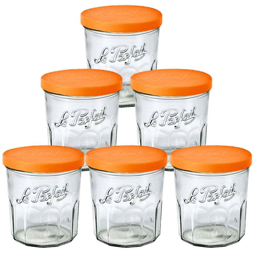 

Le Parfait Jam Pot Французский рабочий стакан для посуды для хранения блюд с пластиковой крышкой, 11 жидких унций LE PARFAIT, цвет Clear