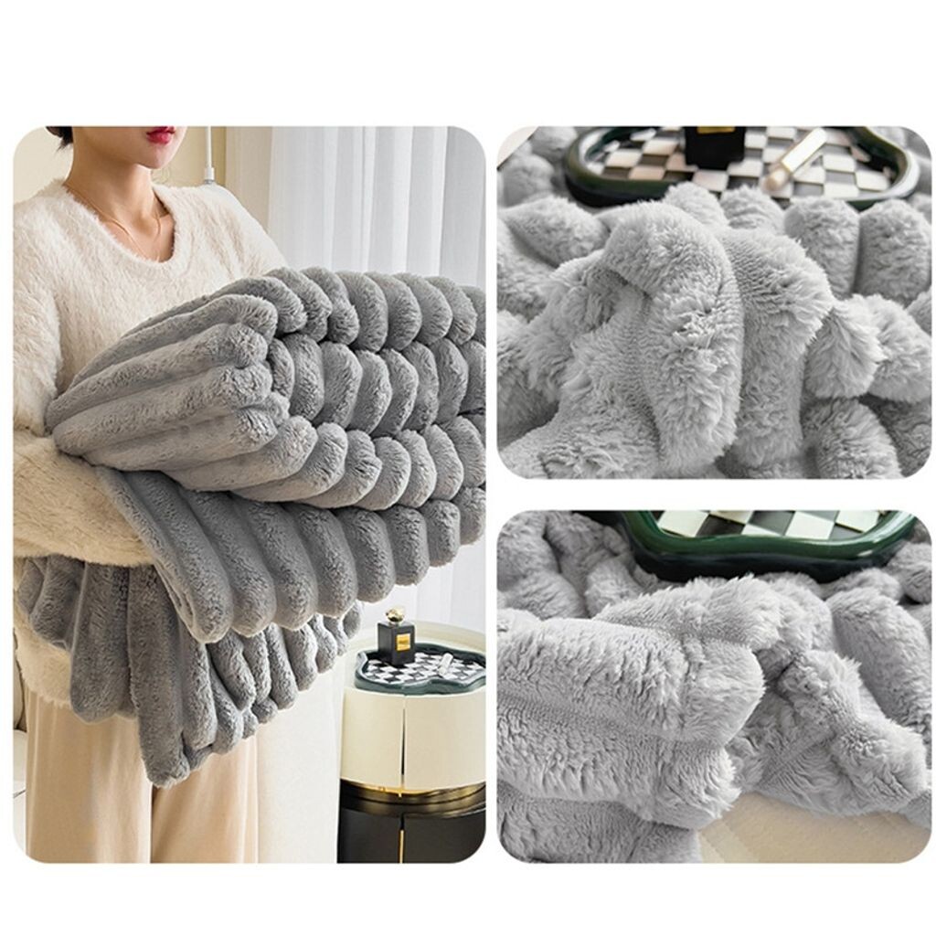 

Одеяло jinaishop 150 x 200 см, пушистое одеяло, супертолстое одеяло, флисовое одеяло, мягкое, теплое, грубое вельветовое одеяло для кровати и дивана, серебристо-серый