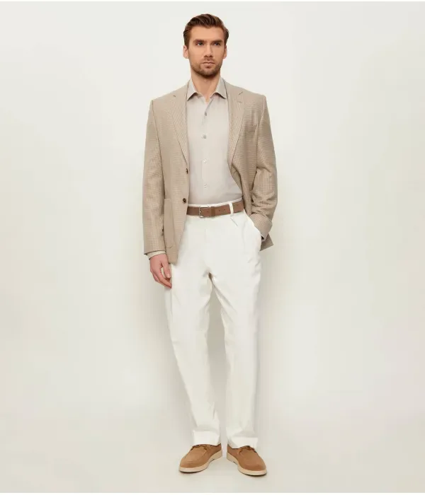 Льняная рубашка slim fit Calvin Klein, бежевый — фото 2