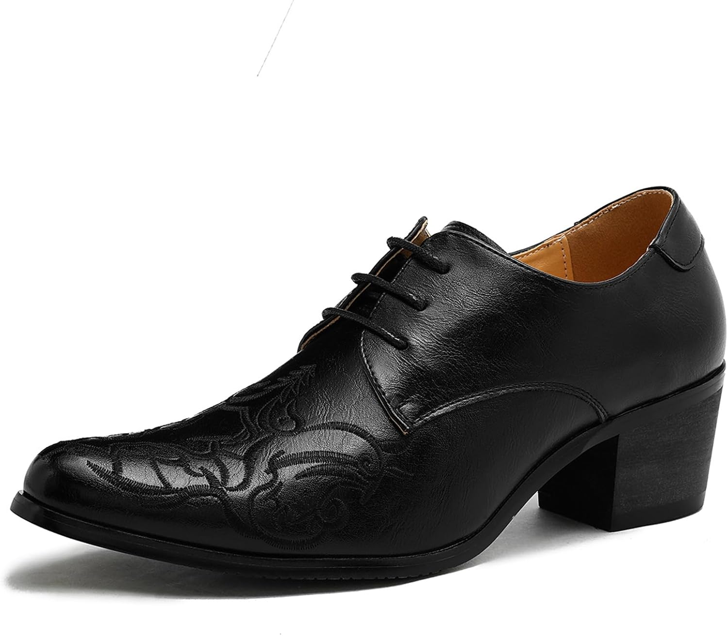 

Мужские ретро-оксфорды с вышивкой, блочным каблуком, заостренным носком с эффектом потертости, массивным каблуком, нескользящей подошвой и шнуровкой, формальная обувь для бизнеса, офиса и свадеб Bedgmdeg, черный