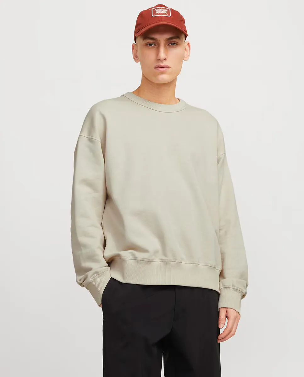 

Мужская толстовка с круглым вырезом и принтом на спине Jack & Jones, бежевый