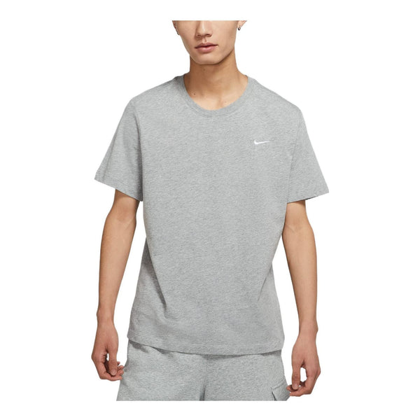 

Футболка Nike Sportswear Solid Color Embroidered Logo Micro Mark Round Neck Casual Short Sleeve Gray, мультиколор