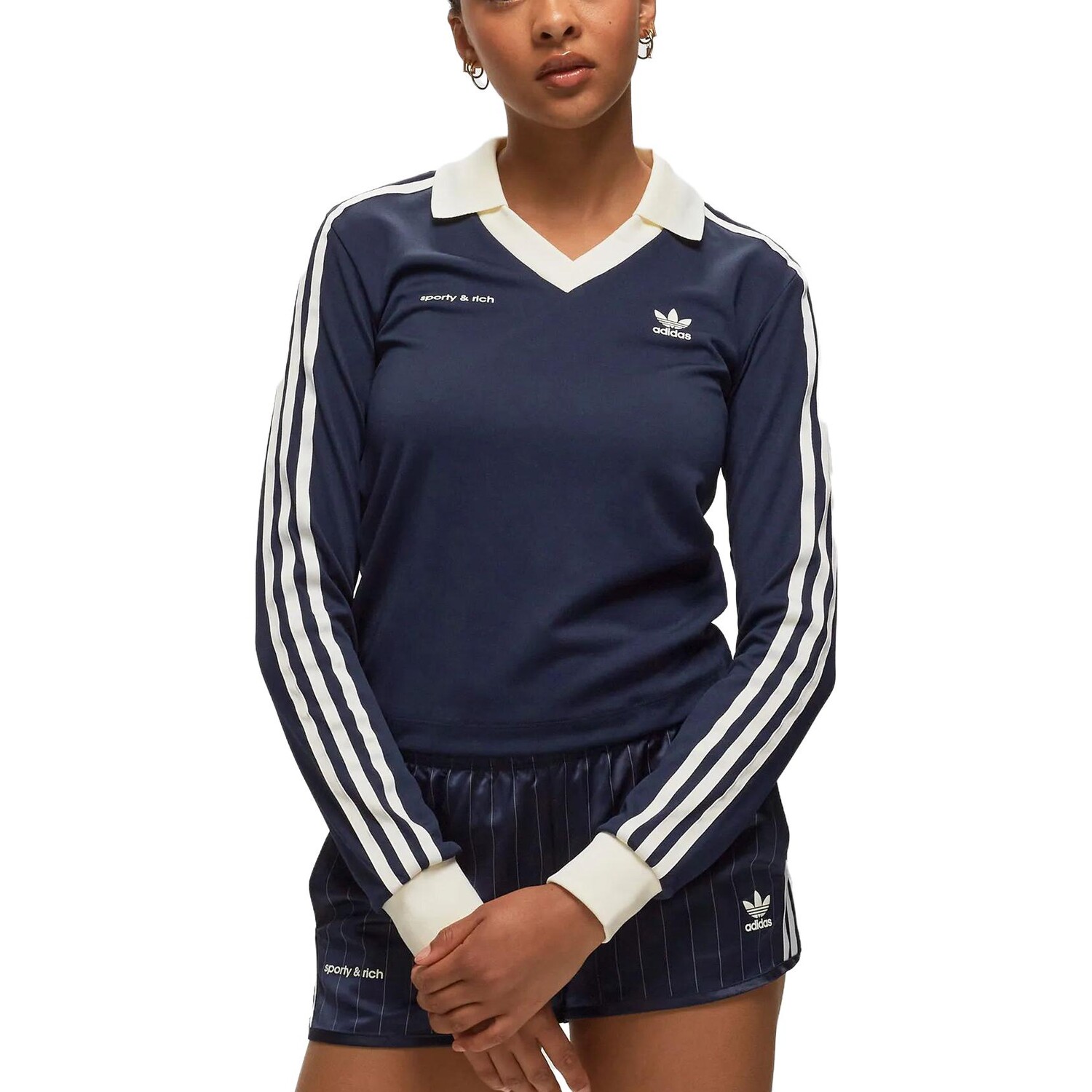 Футболка Sporty & Rich Co-branded SS23 женская, чернильно-черная Adidas Originals — фото 2
