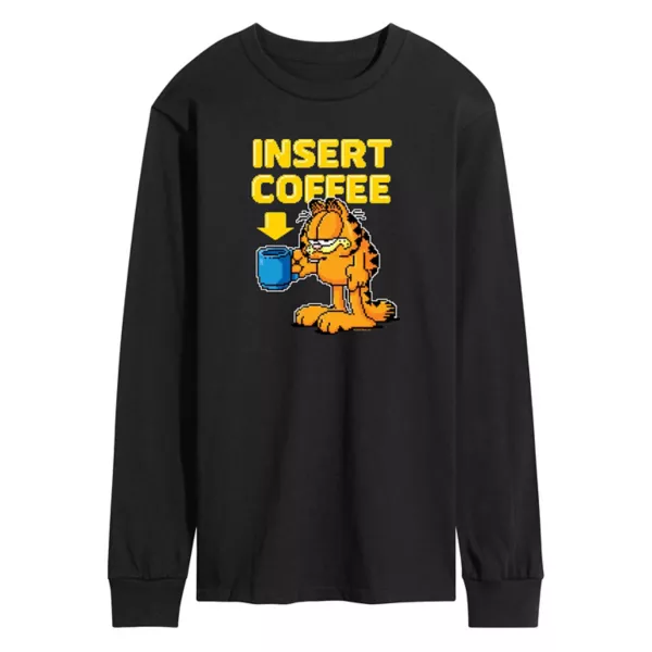 

Мужская футболка с длинным рукавом Garfield и принтом про кофе Licensed Character, черный