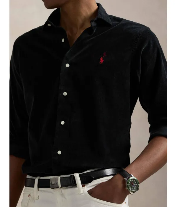 Вельветовая рубашка Custom fit Polo Ralph Lauren, черный — фото 4