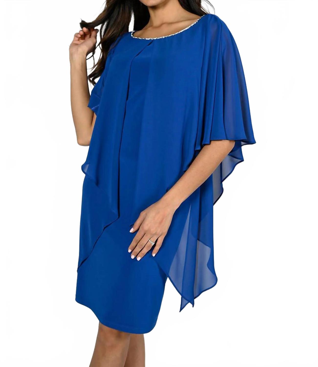 

Платье из ткани с шифоновой накладкой в синем цвете Frank Lyman