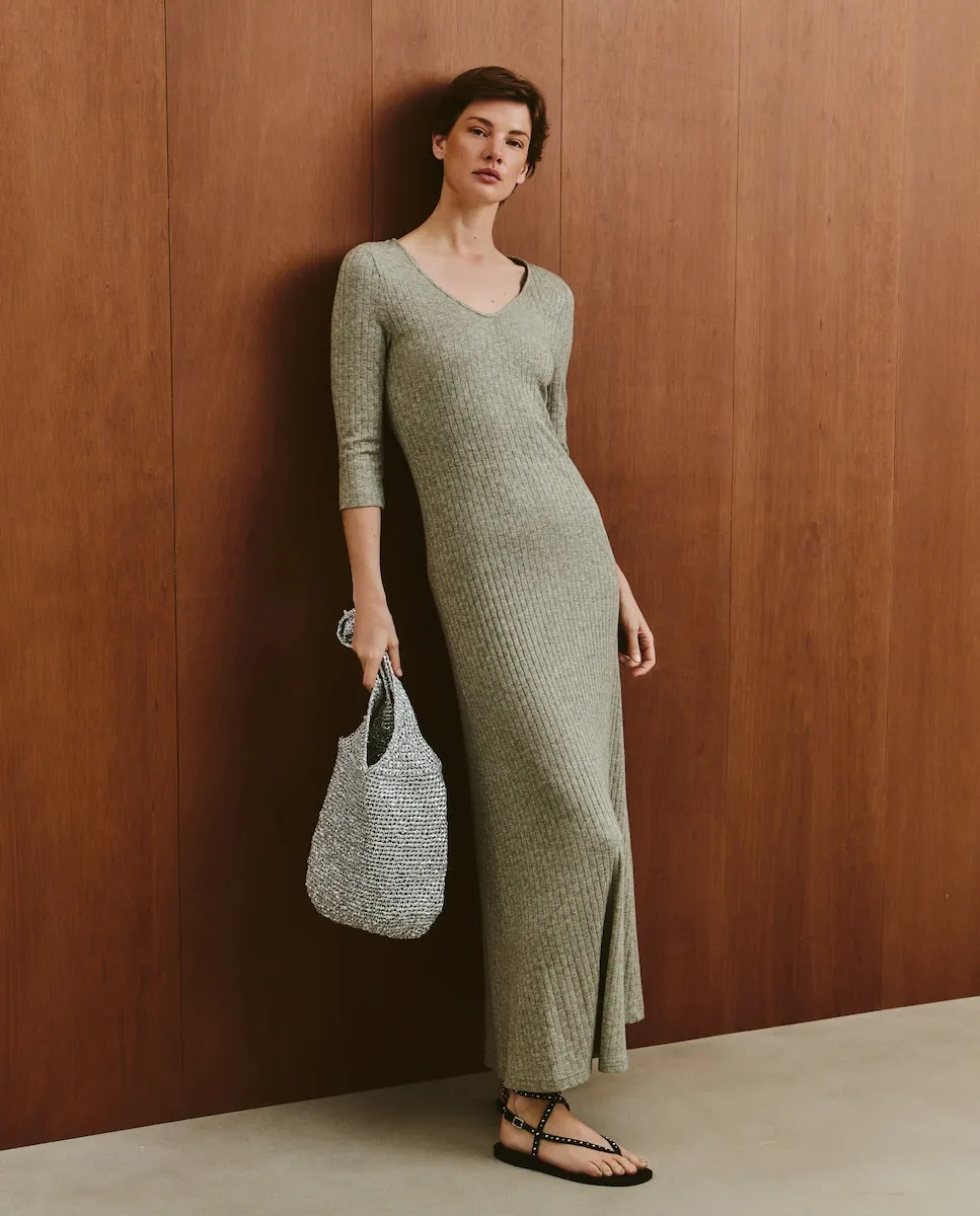 

Женское платье из однотонного трикотажа Southern Cotton, хаки