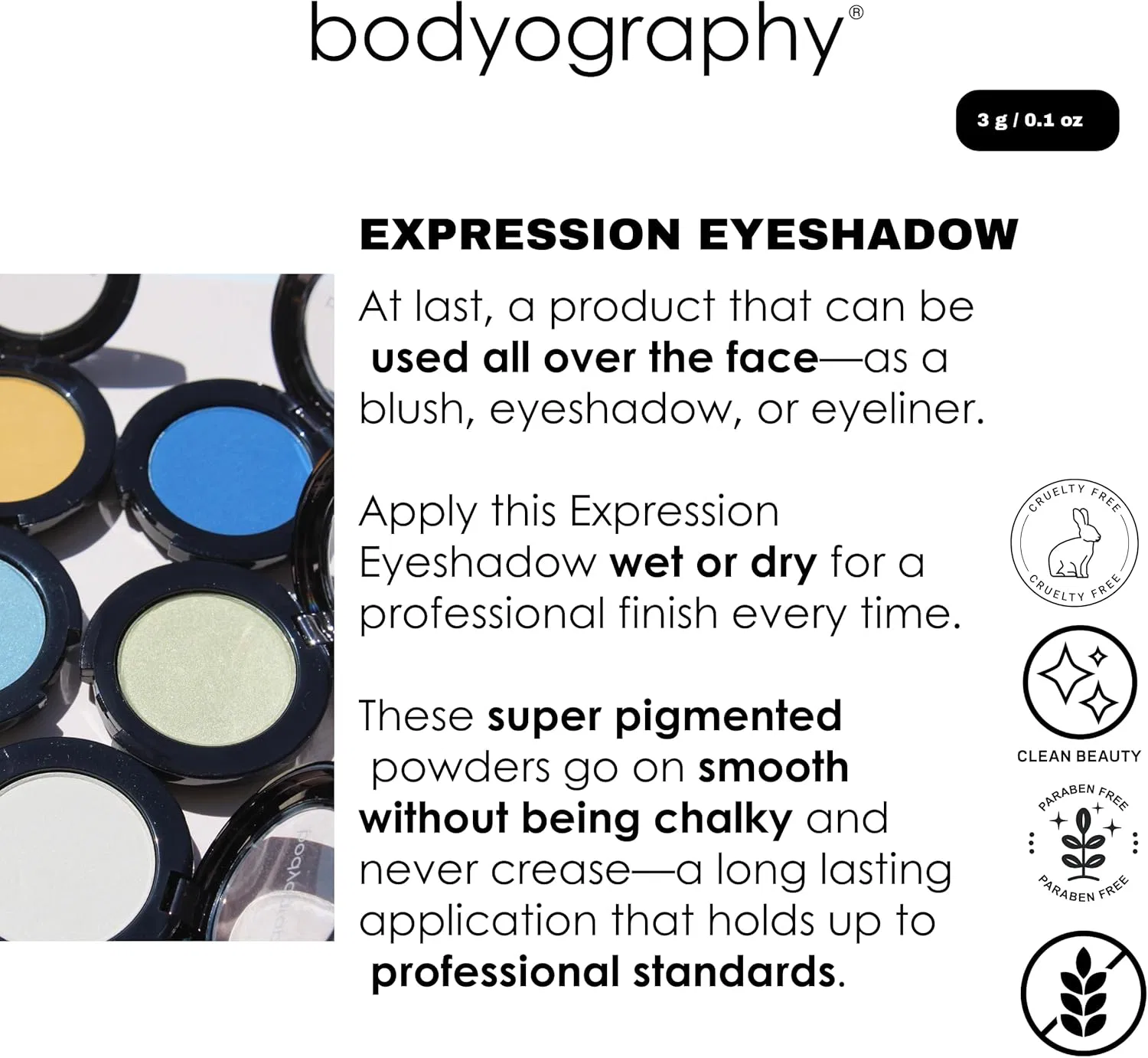 Тени для век матовые Bodyography Expressions, 3.97 г, цвет темно-коричневый — фото 2
