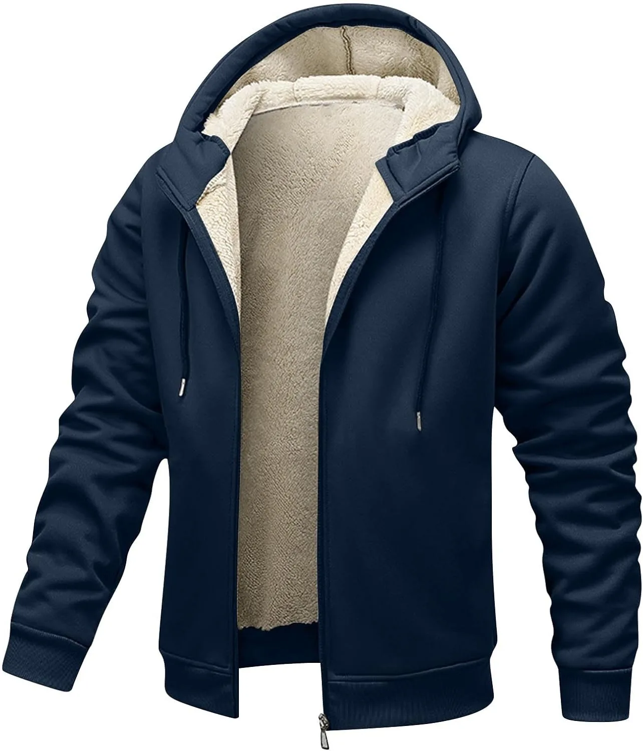 

Мужская толстовка с подкладкой из шерпы на молнии, теплая зимняя куртка