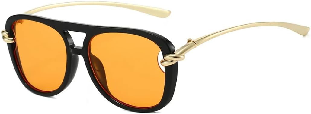 

Винтажные большие панк-солнцезащитные очки для женщин, роскошные ретро-очки из металла овальной формы, модные солнцезащитные очки с двойным дужком для использования на открытом воздухе UUPTTPL, Black Orange