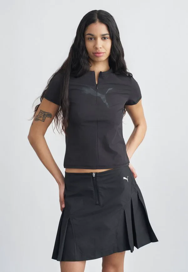 

Футболка с принтом «dare to slim» и половинной молнией Puma, Black, Черный, Футболка с принтом «dare to slim» и половинной молнией Puma, Black