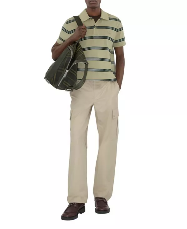 

Полосатая хлопковая рубашка поло Burberry, зеленый