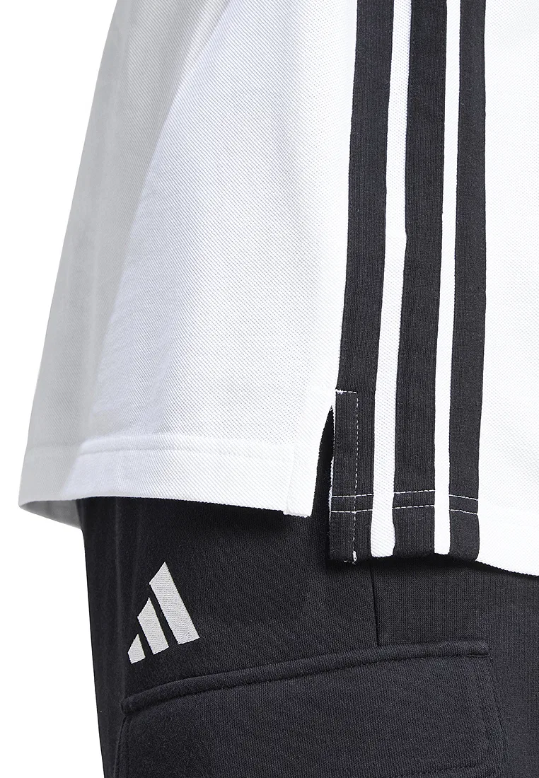 Поло, три полоски, Essentials, adidas, белый/черный — фото 3