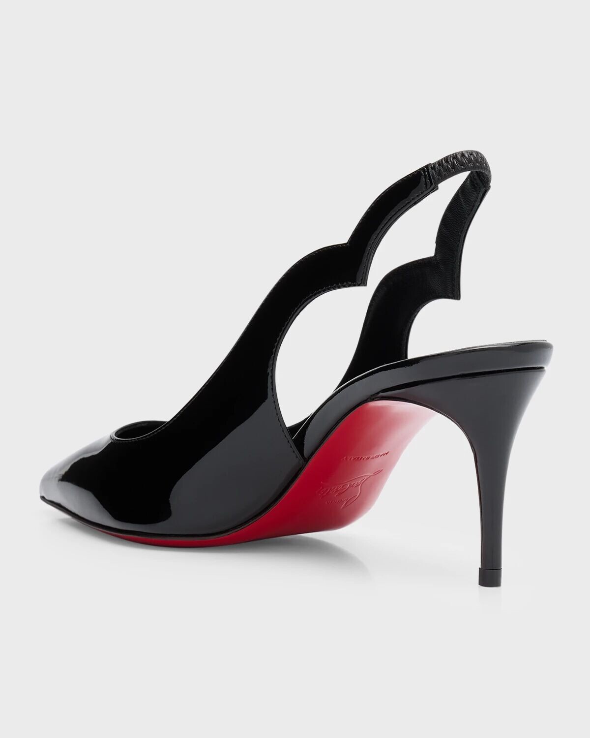 Туфли с открытой пяткой на лакированной подошве Hot Chick на красной подошве Christian Louboutin, цвет Black — фото 4