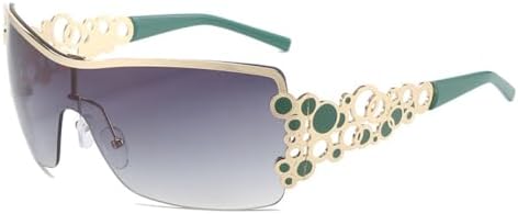 

Модные безободковые солнцезащитные очки 2027 года для женщин, градиентные линзы, золотистая ажурная оправа, металлические петли, защита от УФ-излучения UV400 MTZJH, C4