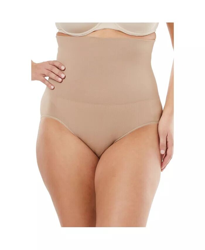 

Женские бесшовные трусы-брифы с высокой талией Instant Shaper размера Plus Secret Solutions, коричневый/бежевый