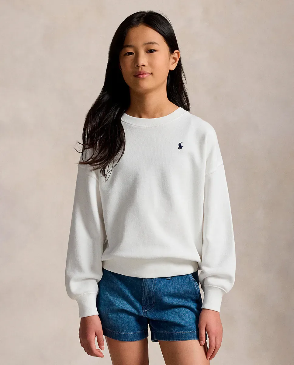 Детская хлопковая толстовка с логотипом Polo Ralph Lauren, белый