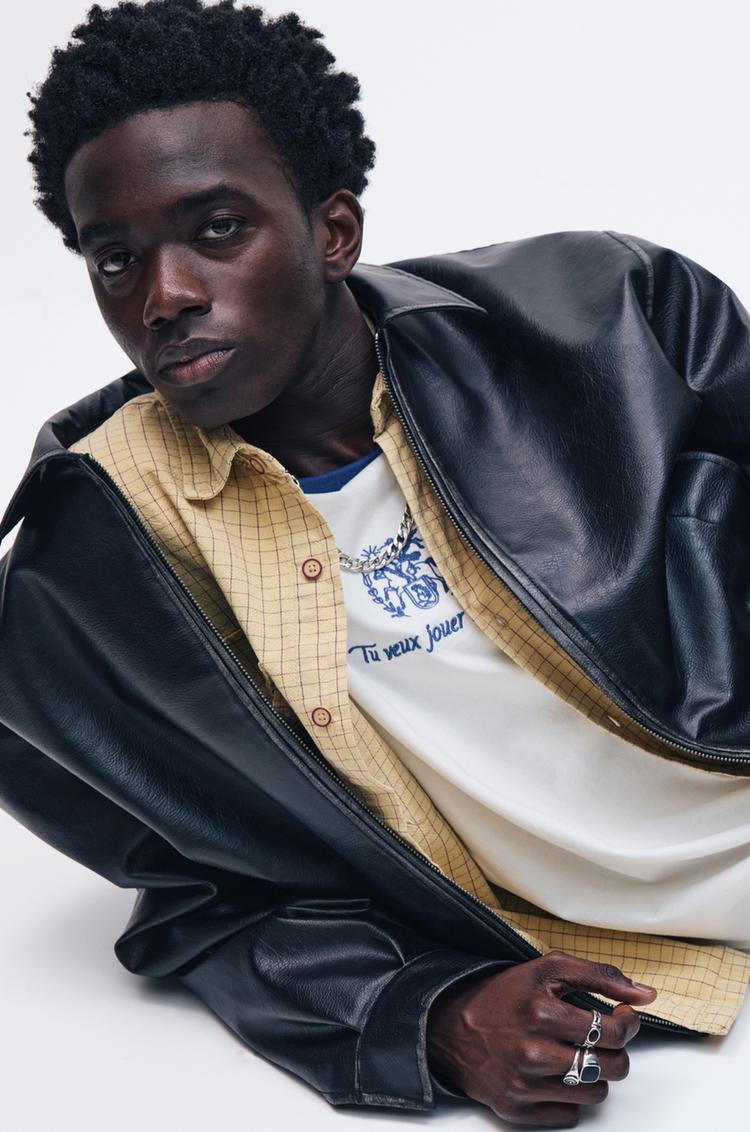 

Куртка из искусственной кожи Pull And Bear, черный