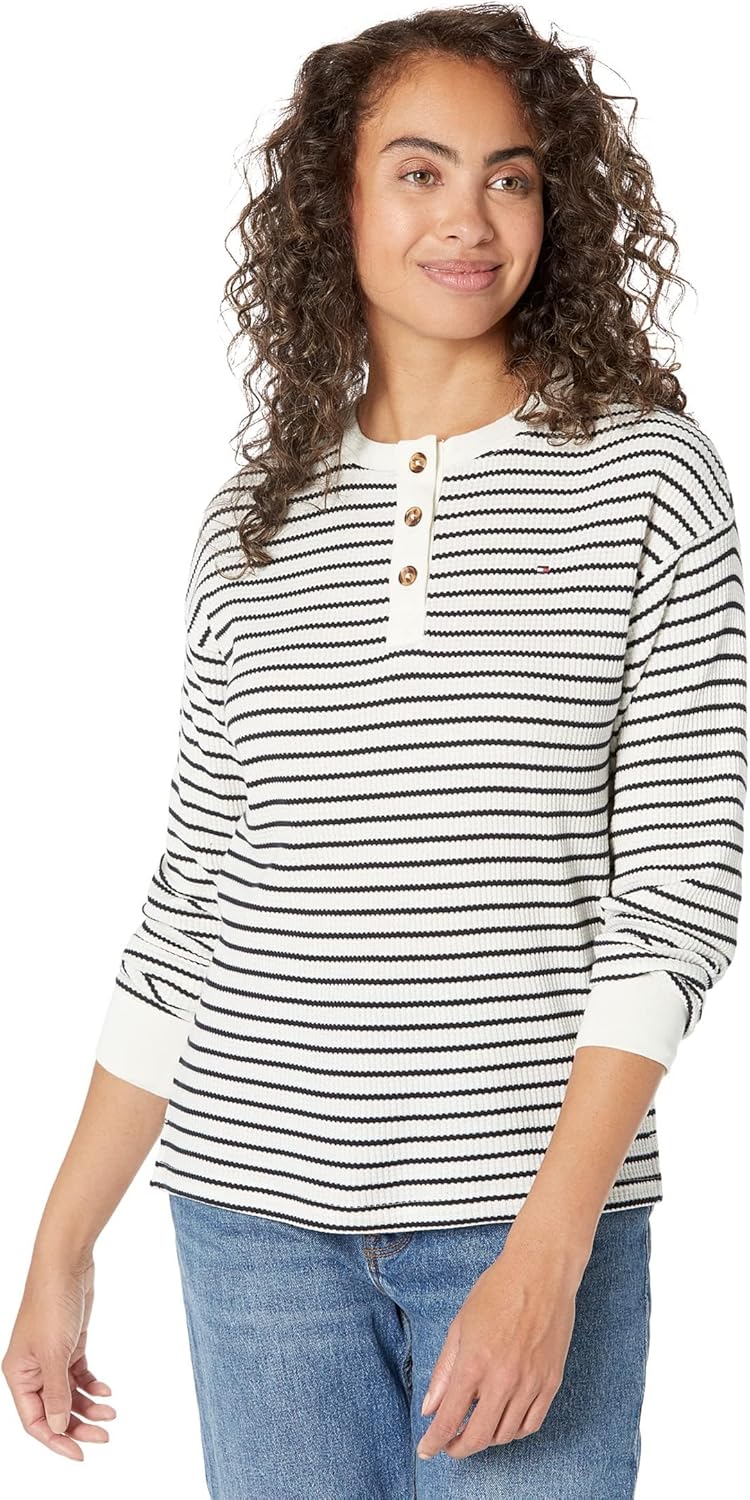 

Женский полосатый топ Tommy Hilfiger с длинными рукавами и свободным кроем, Ivory