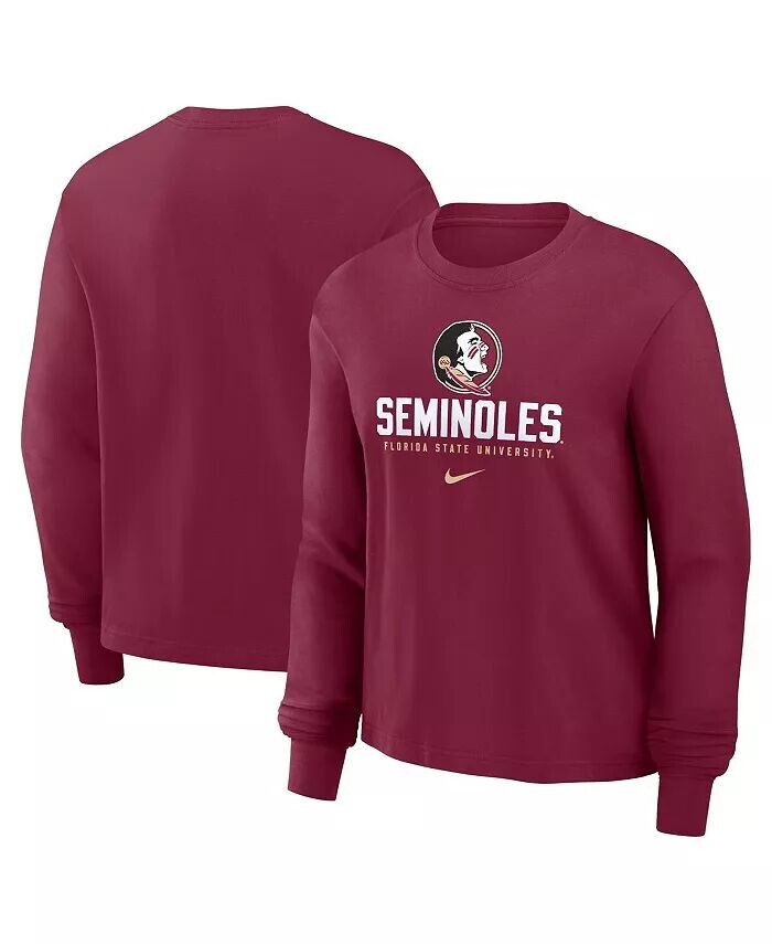 

Женская футболка Garnet Florida State Seminoles Primetime University с длинным рукавом и свободным кроем Nike