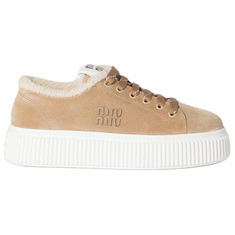 MIU MIU Женские лоу-топ скейтерские кроссовки light brown — фото 3