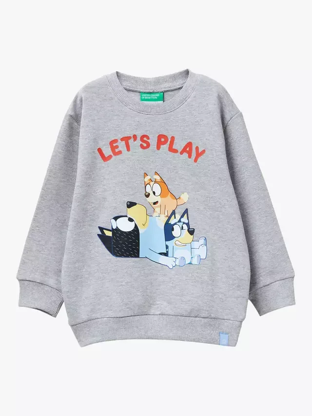 Детский джемпер Bluey с круглым вырезом, серый/разноцветный Benetton