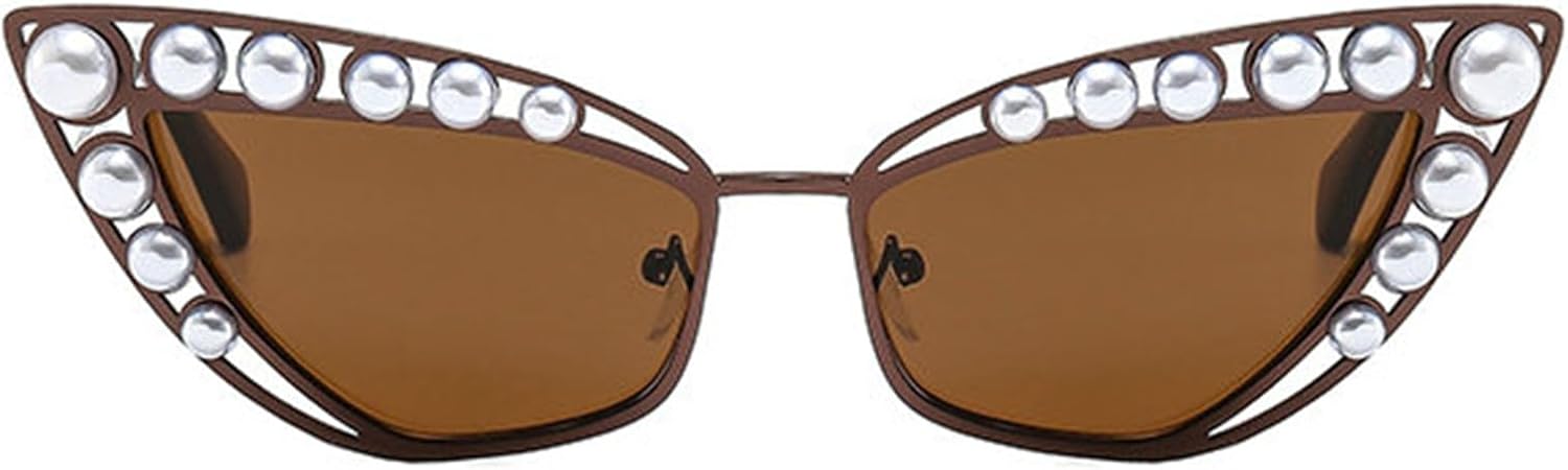 

Солнцезащитные очки «кошачий глаз» с блестящими стразами, металлическая маленькая оправа, жемчужные солнцезащитные очки, модные бриллиантовые очки для вечеринки, защита от ультрафиолета UV400 helena, C3