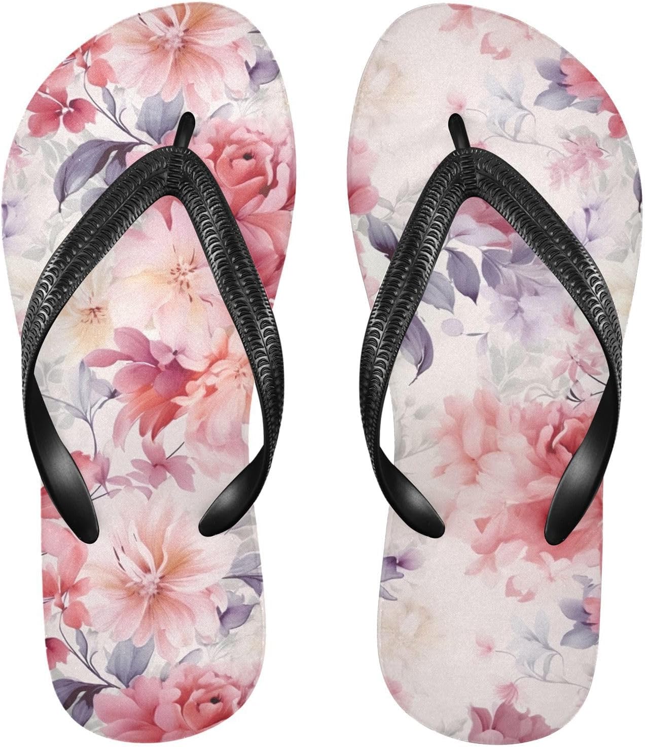 

Вьетнамки в цветочном винтажном стиле с ремешком для душа, пляжные резиновые нескользящие летние шлепанцы для женщин и мужчин, для ходьбы Sinestour, Floral Vintage Style
