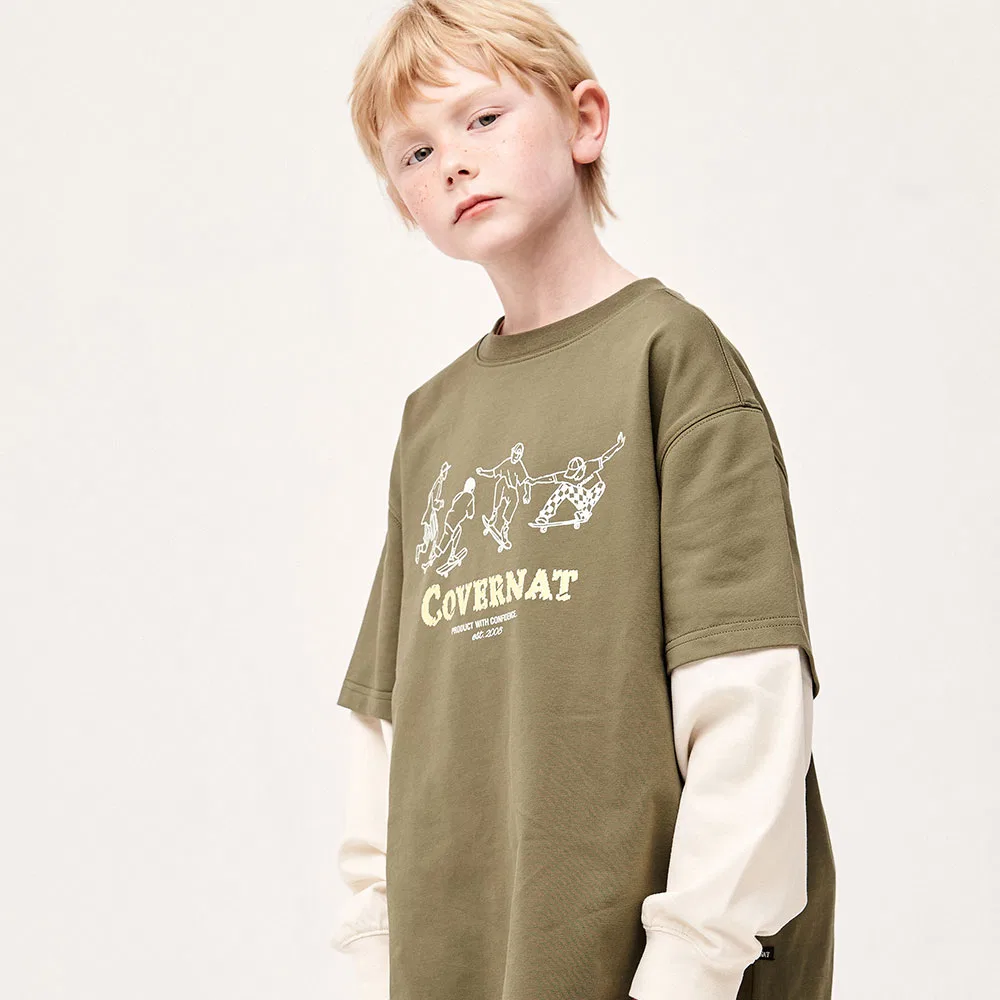 Детский лонгслив Skater Layered оливковый от Covernat Kids